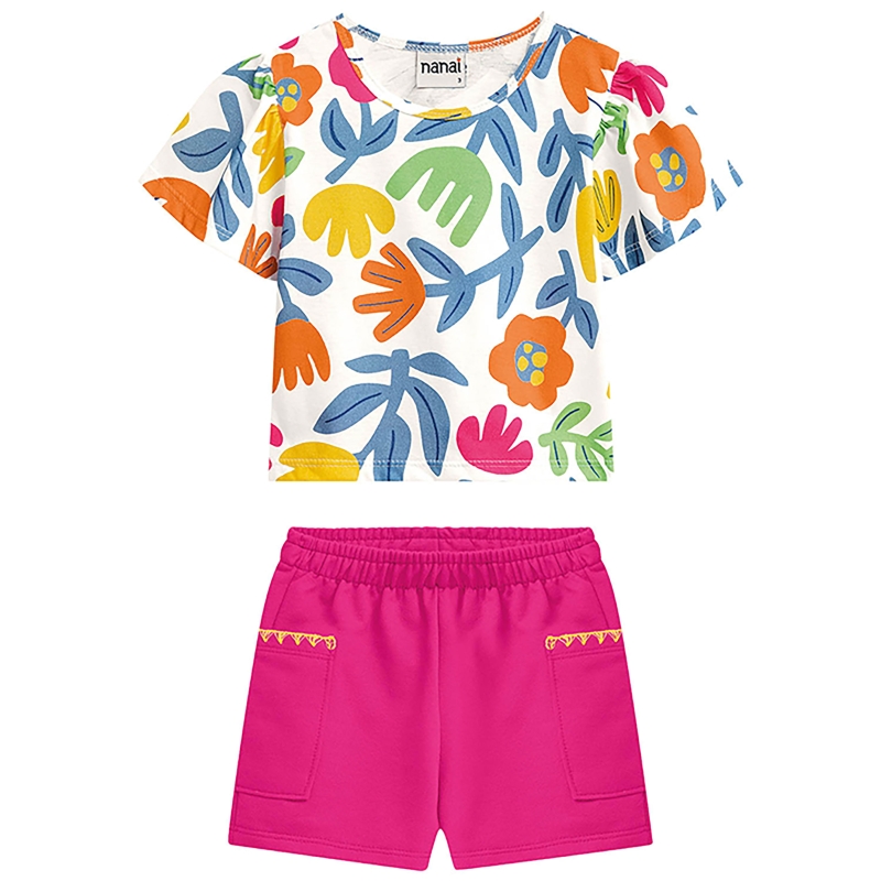 CONJUNTO NANAI FLORIDO BLUSINHA E SHORT