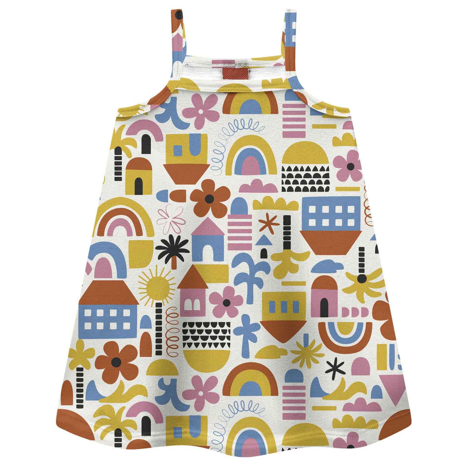 Vestido Infantil Kyly 100% Algodão Estampa Casas e Flores — Tamanhos 4 ao 8 - Image 4