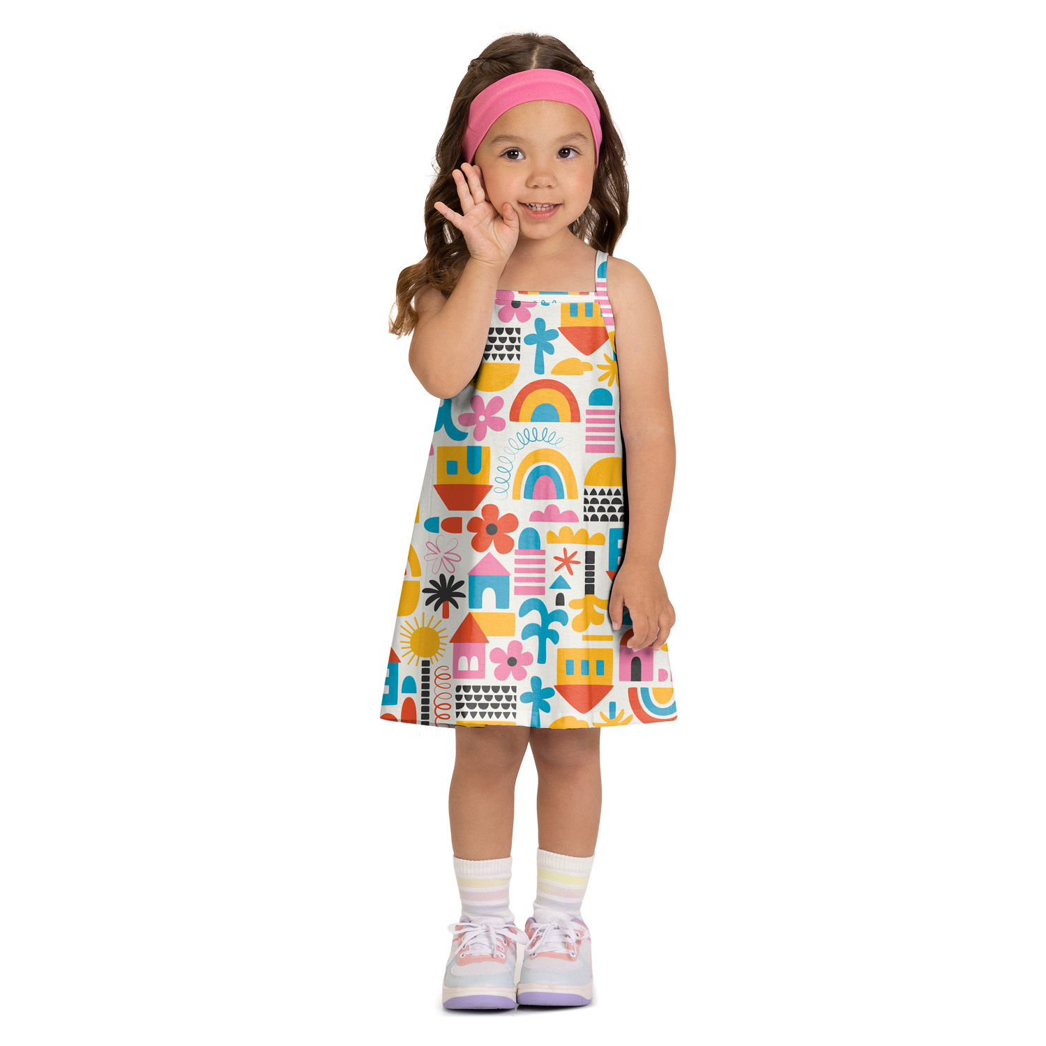 Vestido Infantil Kyly 100% Algodão Estampa Casas e Flores — Tamanhos 4 ao 8