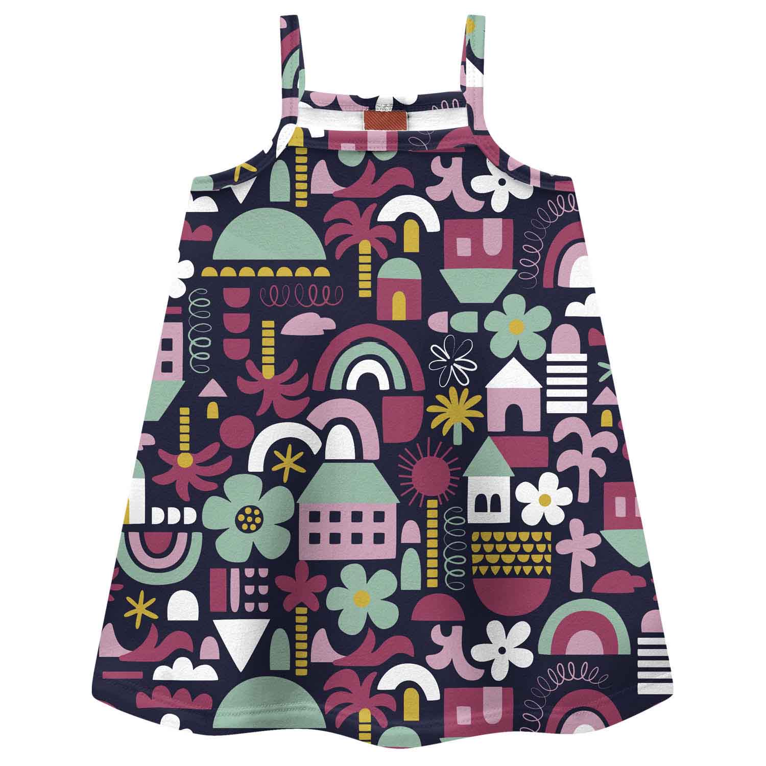 Vestido Infantil Kyly 100% Algodão Estampa Casas e Flores — Tamanhos 4 ao 8 - Image 2