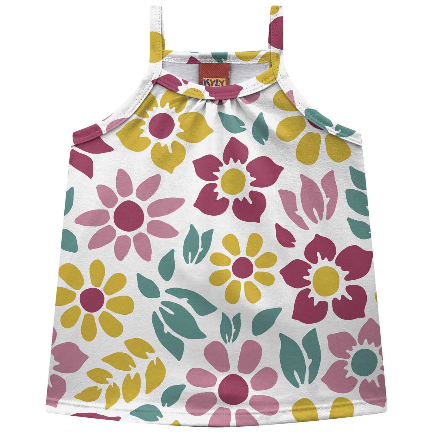 Conjunto Infantil Feminino Kyly Regata + Short 100% Algodão Estampa Flores — Tamanhos 4 ao 8 - Image 18